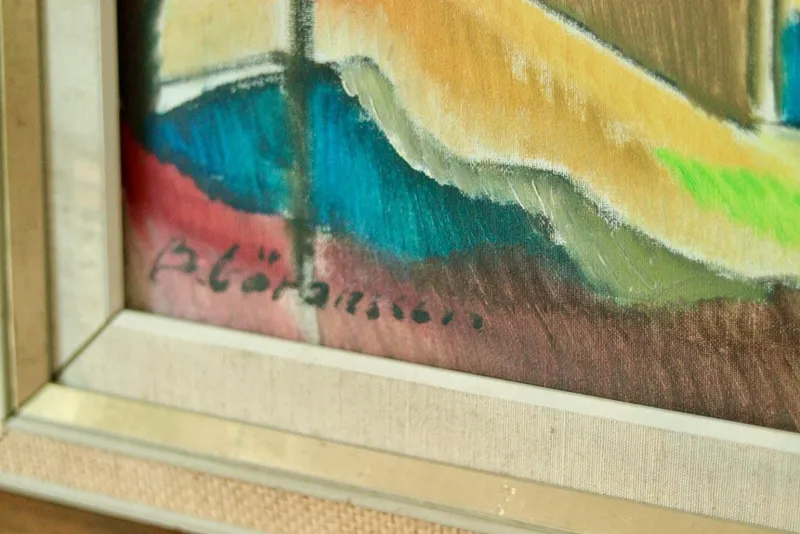 Pamono Bror Göransson, Neighbourhood, 1960s, Oil on Canvas, Framed> Mid-Century
