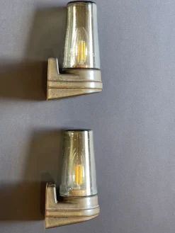 Pamono Brown Ceramic and Glass Sconces by Ifö, 1960s, Set of 2><noscript><img width=