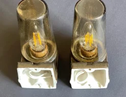 Pamono Brown Ceramic and Glass Sconces by Ifö, 1960s, Set of 2><noscript><img width=