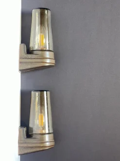 Pamono Brown Ceramic and Glass Sconces by Ifö, 1960s, Set of 2><noscript><img width=