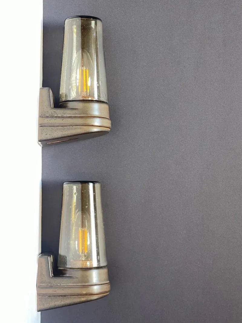 Pamono Brown Ceramic and Glass Sconces by Ifö, 1960s, Set of 2> Wall Lights & Sconces
