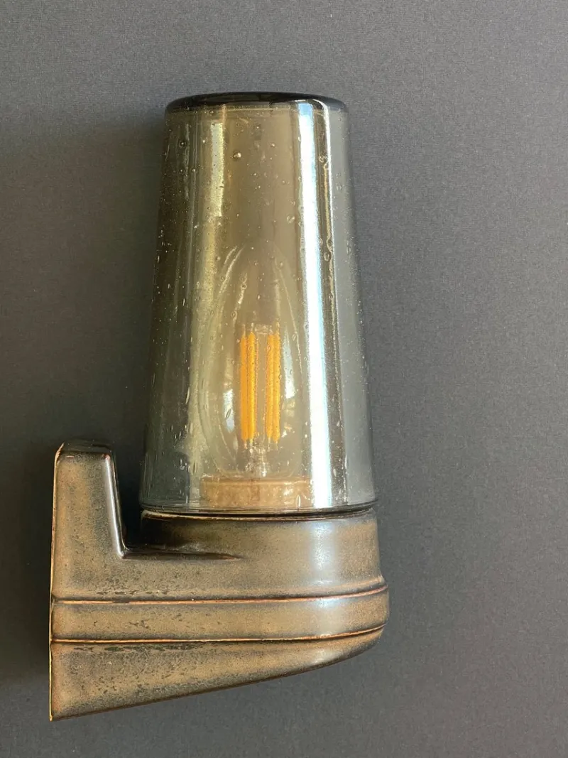 Pamono Brown Ceramic and Glass Sconces by Ifö, 1960s, Set of 2> Wall Lights & Sconces