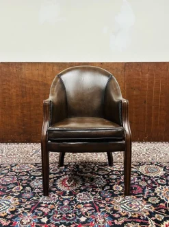 Pamono Brown Chesterfield Tub Office Chair> Office Chairs