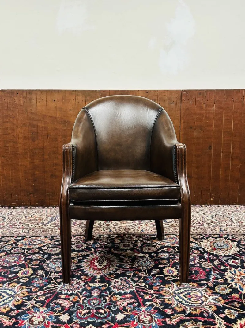 Pamono Brown Chesterfield Tub Office Chair> Office Chairs