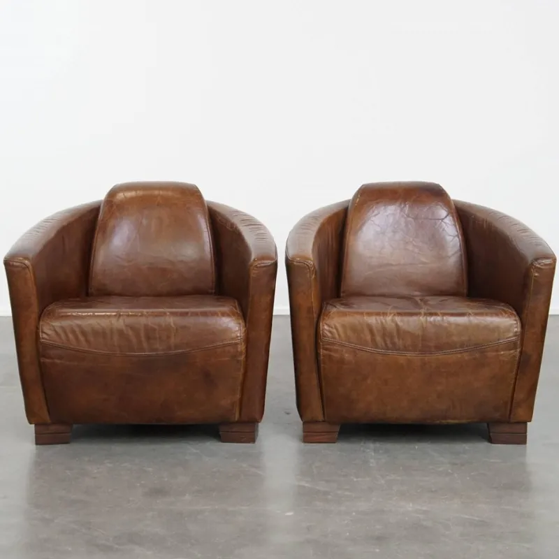 Pamono Brown Cowhide Aviator Armchairs, Set of 2> Lounge Chairs & Armchairs
