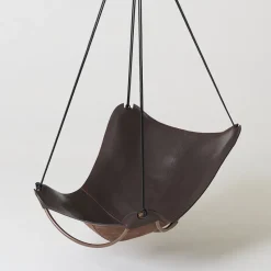 Online Pamono Brown Leather Butterfly Swing Hanging Chair from Studio Stirling