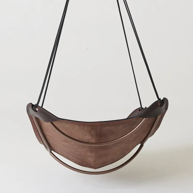 Online Pamono Brown Leather Butterfly Swing Hanging Chair from Studio Stirling
