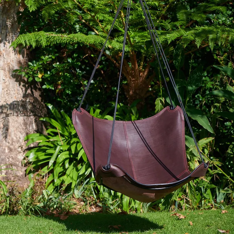 Online Pamono Brown Leather Butterfly Swing Hanging Chair from Studio Stirling