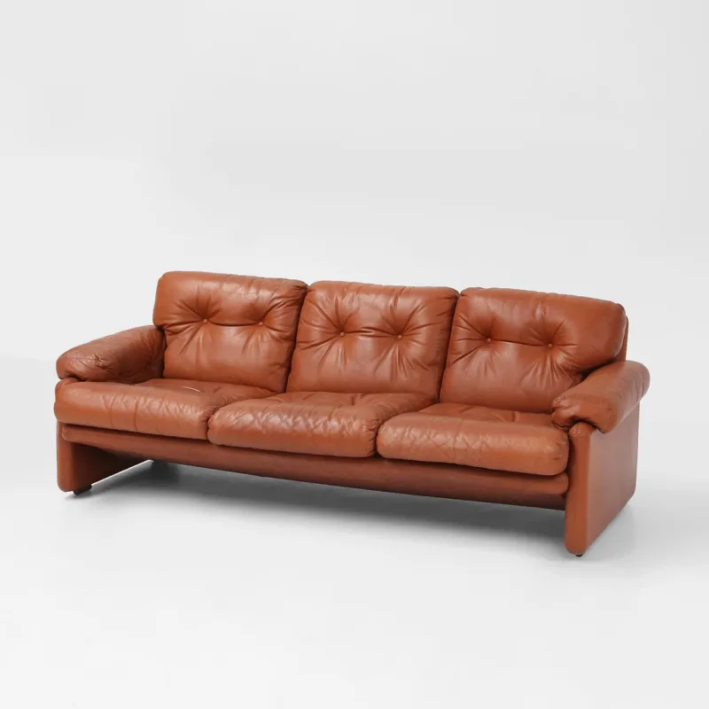 Pamono Brown Leather 3-Seater Sofa Coronado by Tobia Scarpa for B&b Italia, Italy, 1960s> Couches & Sofas