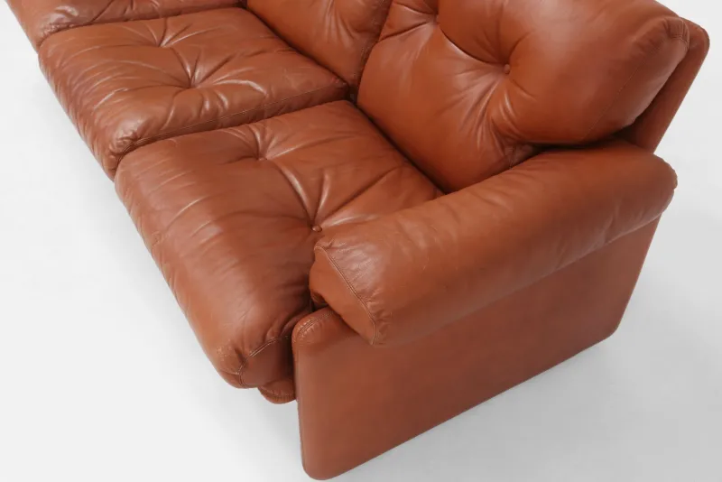 Pamono Brown Leather 3-Seater Sofa Coronado by Tobia Scarpa for B&b Italia, Italy, 1960s> Couches & Sofas