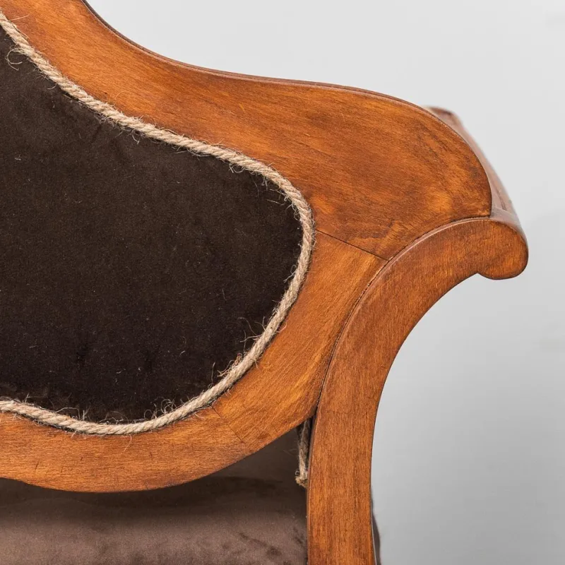 Pamono Brown Velvet and Wood Entrance Sofa Bench, 1950s> Benches