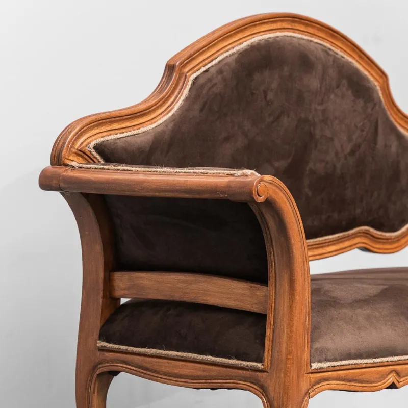 Pamono Brown Velvet and Wood Entrance Sofa Bench, 1950s> Benches
