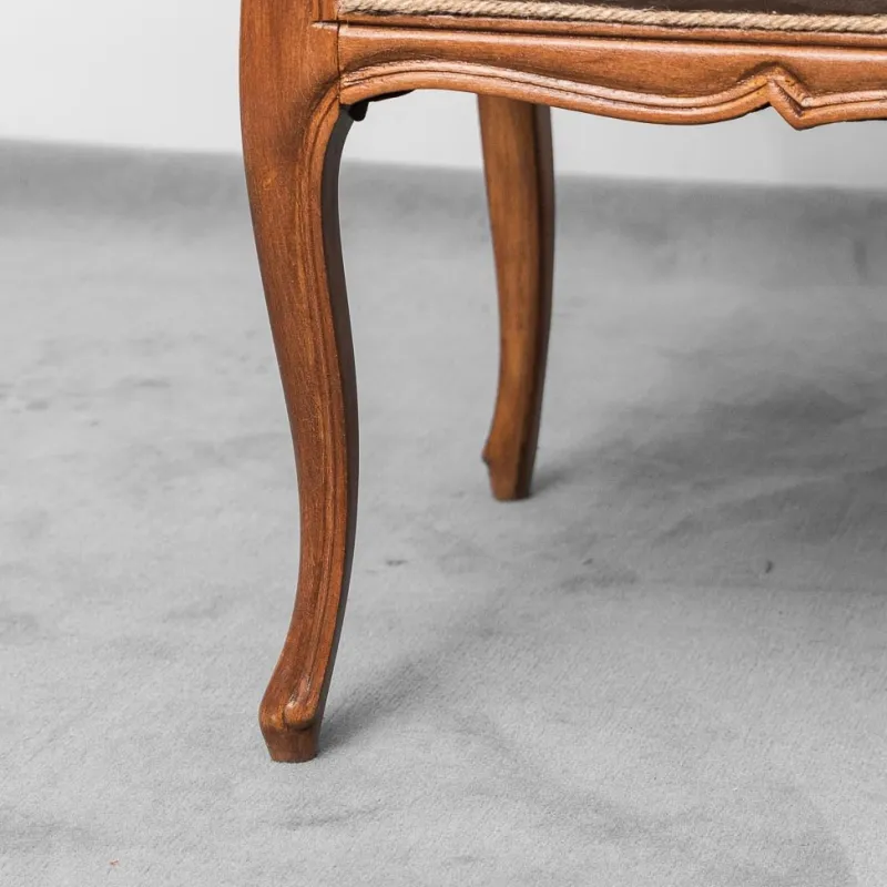 Pamono Brown Velvet and Wood Entrance Sofa Bench, 1950s> Benches