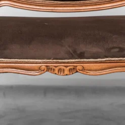 Pamono Brown Velvet and Wood Entrance Sofa Bench, 1950s><noscript><img width=