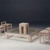 Pamono Brunelleschi Maple Coffee Table and Chairs by Ferdinando Meccani, Set of 5> Tables