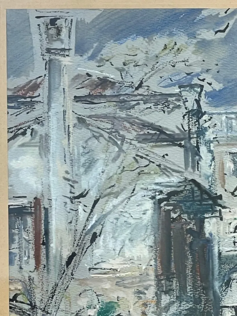 Pamono Bruno Martini, Urban Landscape, 20th Century, Watercolor Painting> Work On Paper