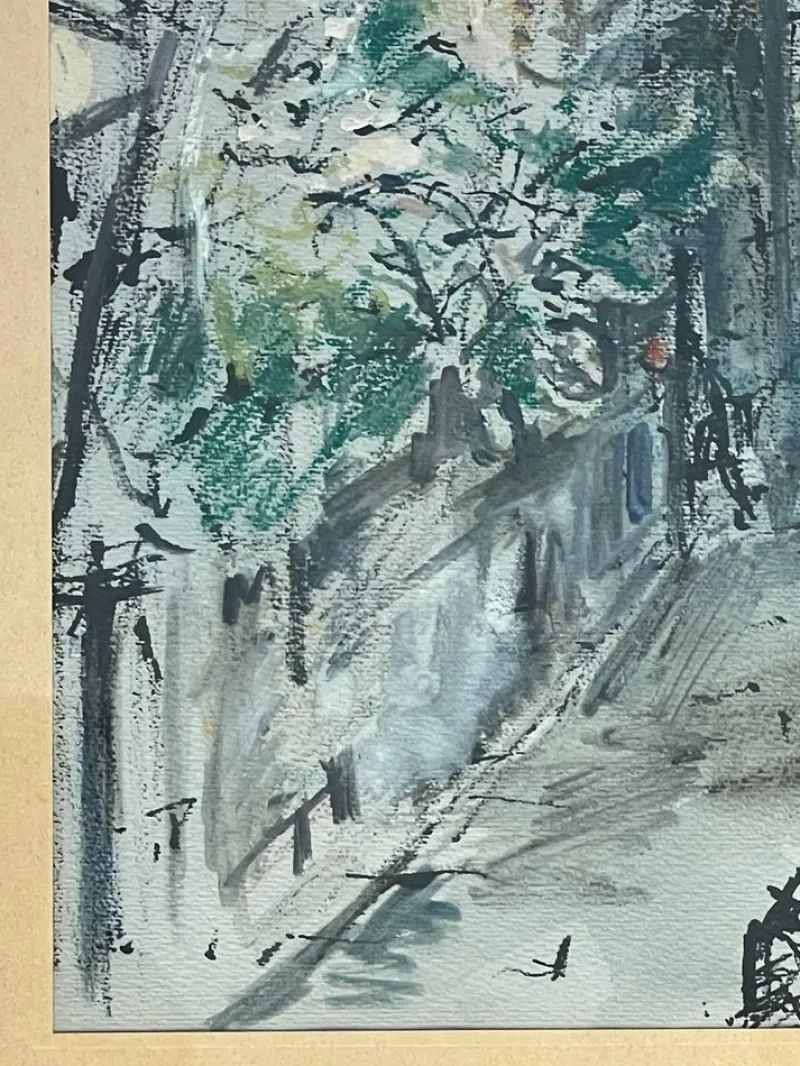 Pamono Bruno Martini, Urban Landscape, 20th Century, Watercolor Painting> Work On Paper