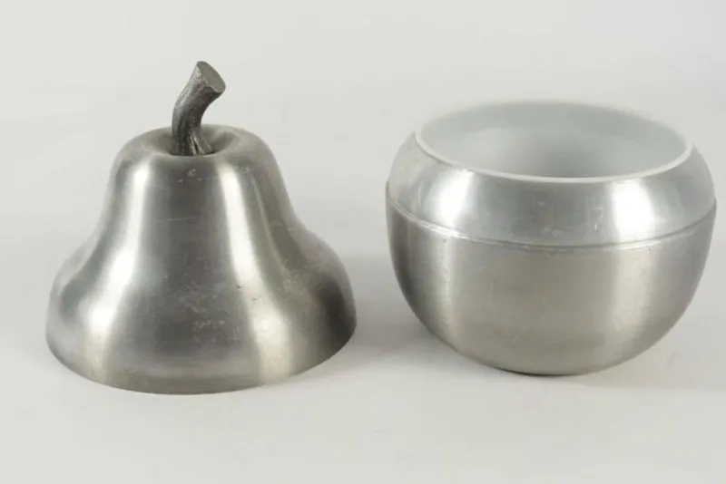 Pamono Brushed Aluminum Pear-Shaped Ice Bucket, 1970s> Ice Buckets & Wine Coolers