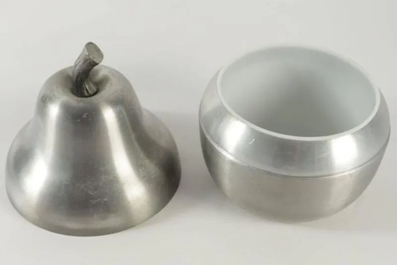 Pamono Brushed Aluminum Pear-Shaped Ice Bucket, 1970s> Ice Buckets & Wine Coolers
