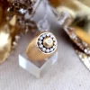 Pamono Brushed Gold Ring with Diamonds in Brilliant Cut> Rings