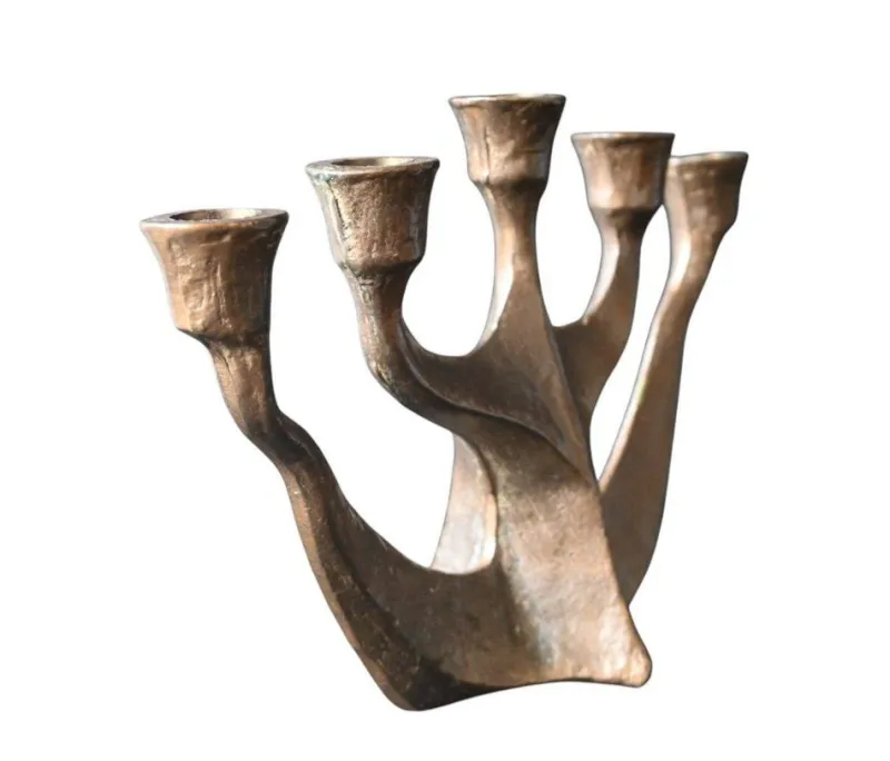 Pamono Brutalist 5-Arm Bronze Candlestick by Horst Dalbeck, Germany, 1960s> Candleholders