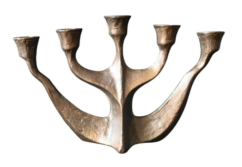 Pamono Brutalist 5-Arm Bronze Candlestick by Horst Dalbeck, Germany, 1960s> Candleholders