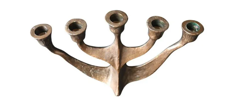 Pamono Brutalist 5-Arm Bronze Candlestick by Horst Dalbeck, Germany, 1960s> Candleholders