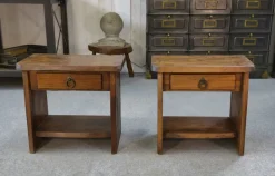 Online Pamono Brutalist Bedside Tables in Elm by Aranjou, 1960, Set of 2