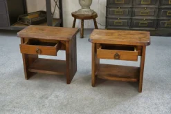 Online Pamono Brutalist Bedside Tables in Elm by Aranjou, 1960, Set of 2