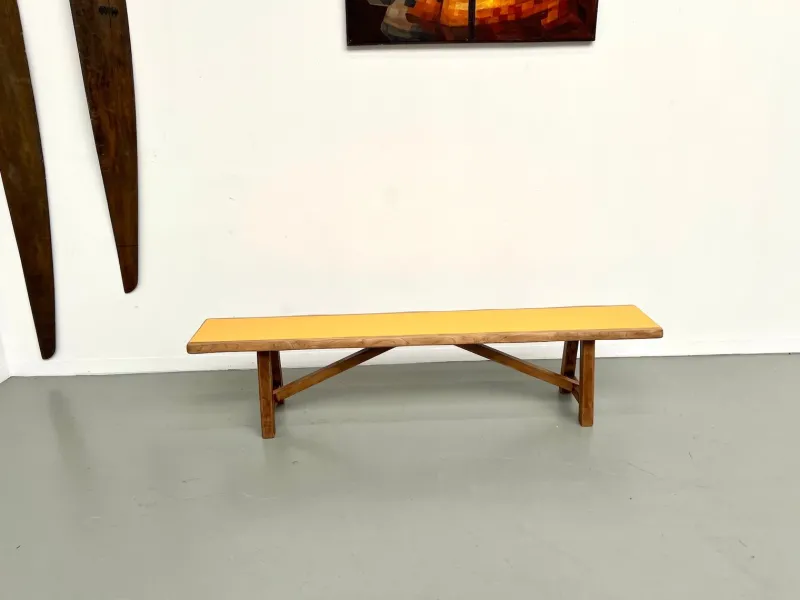 Pamono Brutalist Bench with Yellow Pop Seat, 1960s> Benches