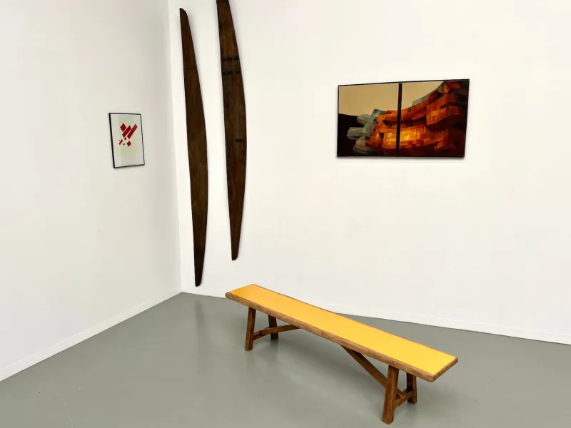 Pamono Brutalist Bench with Yellow Pop Seat, 1960s> Benches