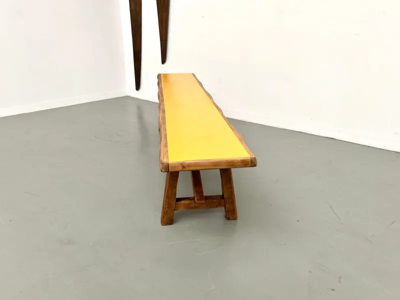 Pamono Brutalist Bench with Yellow Pop Seat, 1960s> Benches