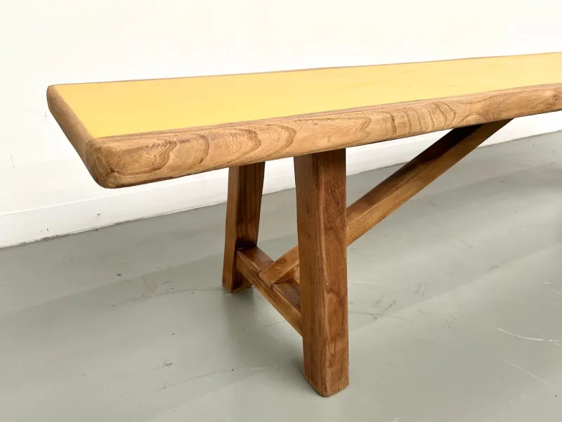 Pamono Brutalist Bench with Yellow Pop Seat, 1960s> Benches