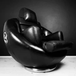 Best Pamono Brutalist Black Armchair from Boris Krstulović, Yugoslavia, Croatia, 1970s
