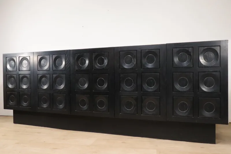 Pamono Brutalist Blackened Wood Sculptural Sideboard, 1970s> Sideboards & Buffets