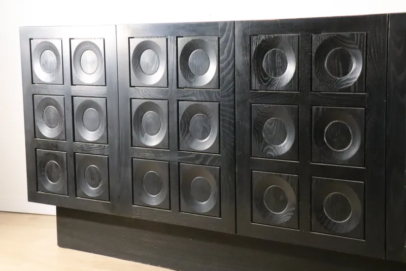 Pamono Brutalist Blackened Wood Sculptural Sideboard, 1970s> Sideboards & Buffets