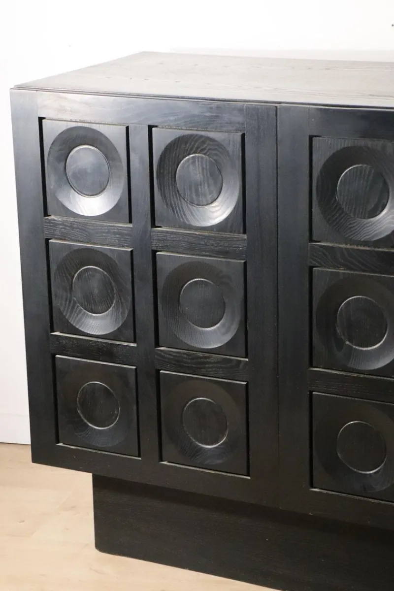 Pamono Brutalist Blackened Wood Sculptural Sideboard, 1970s> Sideboards & Buffets