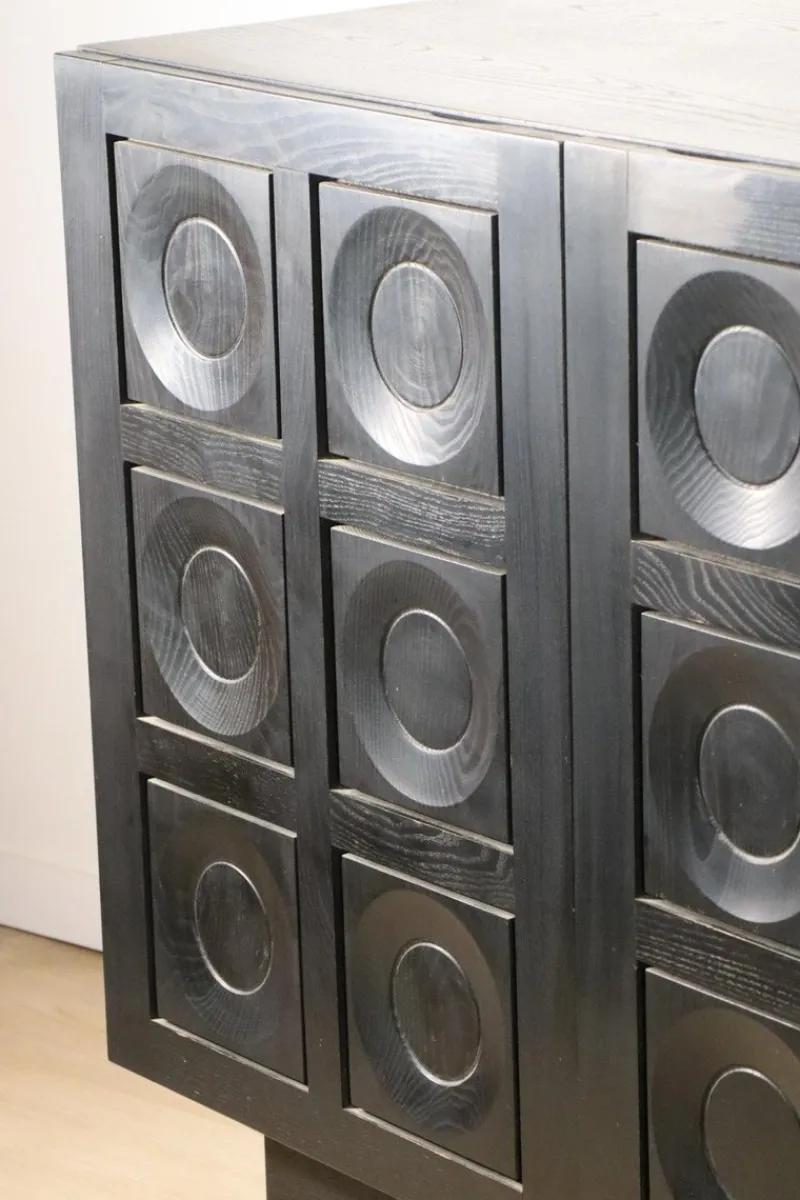 Pamono Brutalist Blackened Wood Sculptural Sideboard, 1970s> Sideboards & Buffets