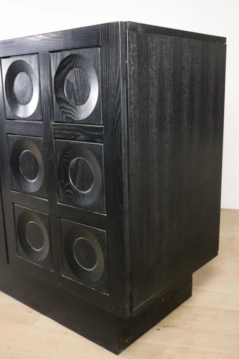 Pamono Brutalist Blackened Wood Sculptural Sideboard, 1970s> Sideboards & Buffets