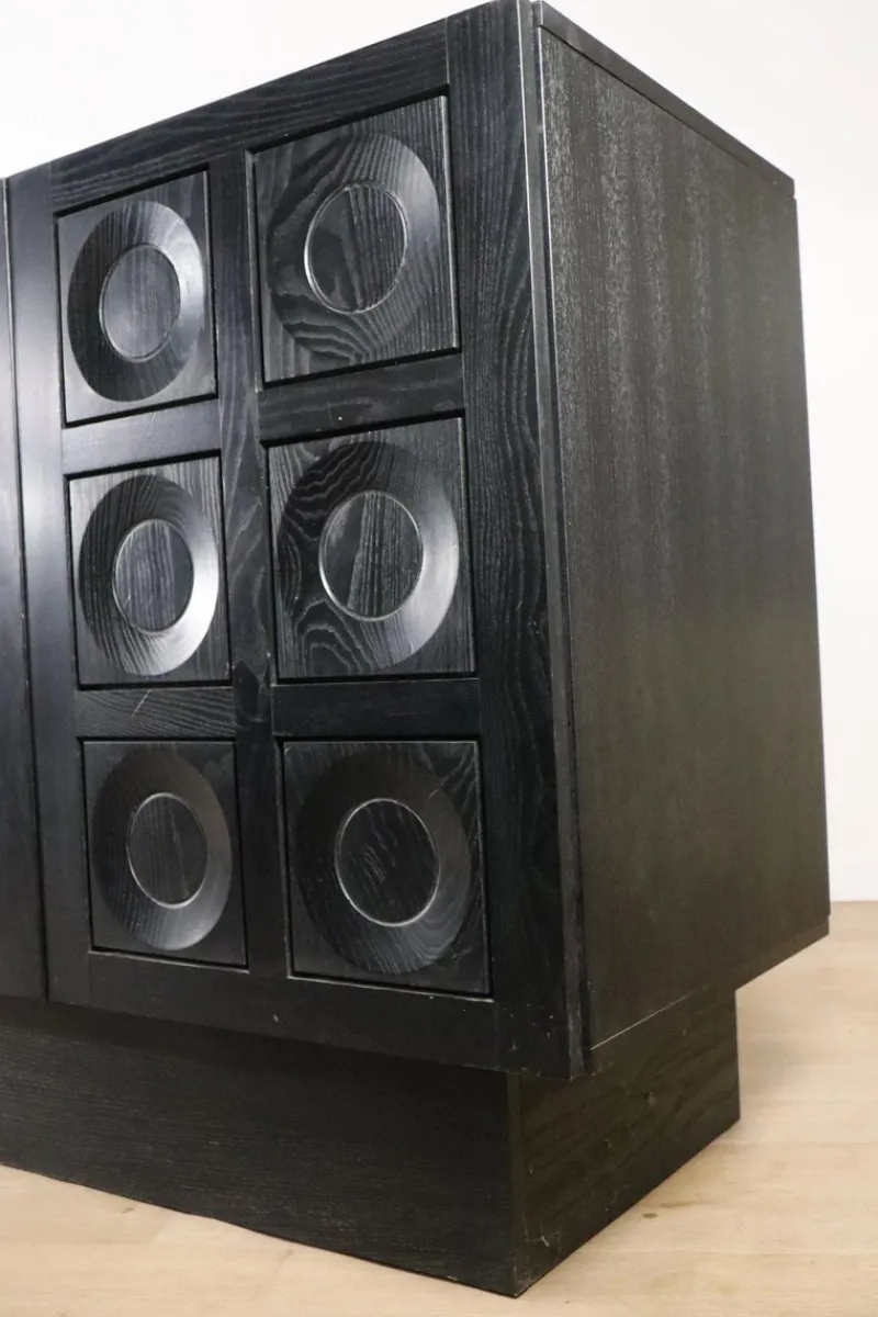 Pamono Brutalist Blackened Wood Sculptural Sideboard, 1970s> Sideboards & Buffets