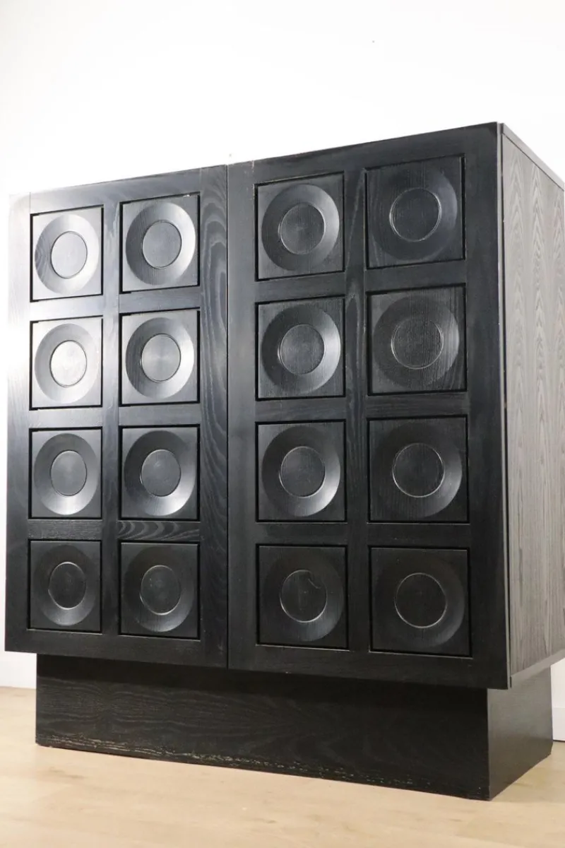 Pamono Brutalist Blackened Wood Sculptural Sideboard Cabinet, 1970s> Sideboards & Buffets