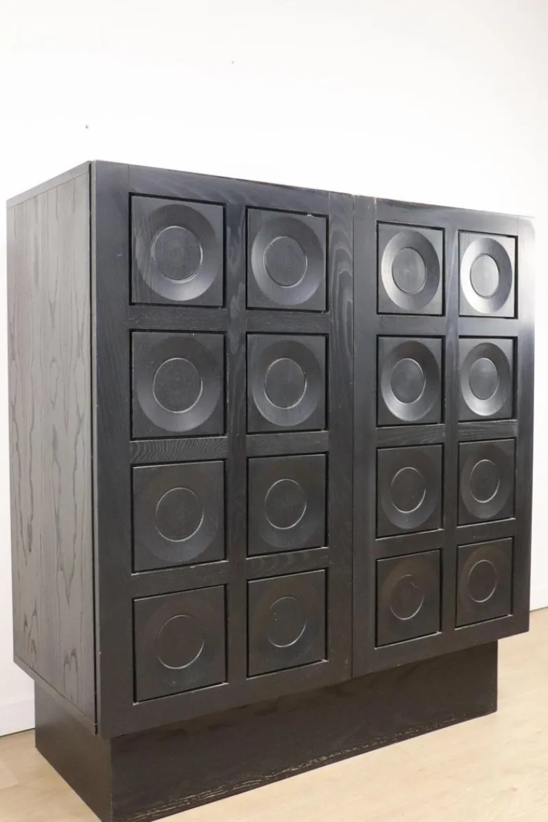 Pamono Brutalist Blackened Wood Sculptural Sideboard Cabinet, 1970s> Sideboards & Buffets