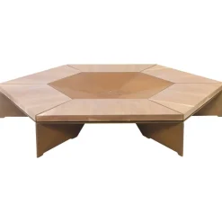 Pamono Brutalist Brasero N°2 Fire Bowl with Benches by Yoan Claveau de Lima for Les Choses Edition, Set of 7> Tables|Garden Tables