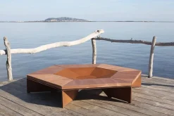 Pamono Brutalist Brasero N°2 Fire Bowl with Benches by Yoan Claveau de Lima for Les Choses Edition, Set of 7><noscript><img width=