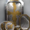 Pamono Brutalist Brass Aluminum Tray Set by David Marshall Disenos, 1980s, Set of 4> Trays