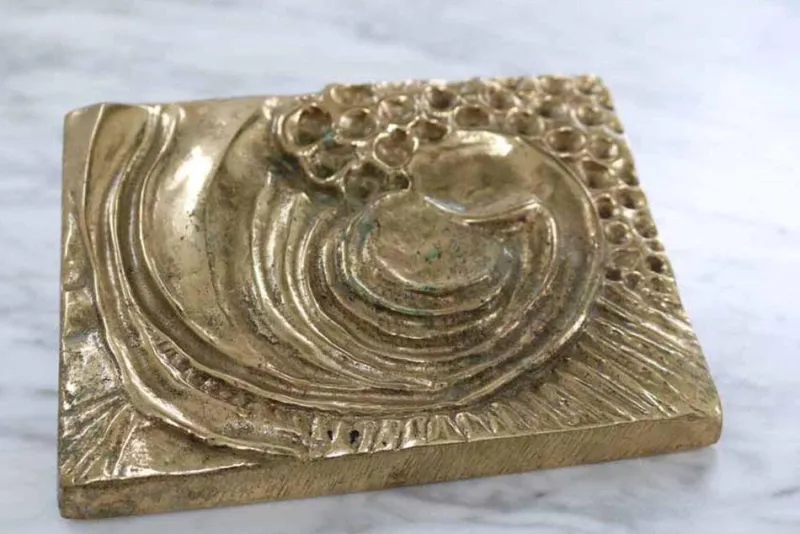Pamono Brutalist Brass Front Door Handle in the style of Paul Evans, 1960s> Architectural Elements