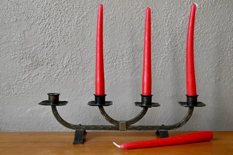 Best Pamono Brutalist Brushed Metal Candleholder, 1970s