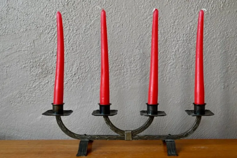 Best Pamono Brutalist Brushed Metal Candleholder, 1970s