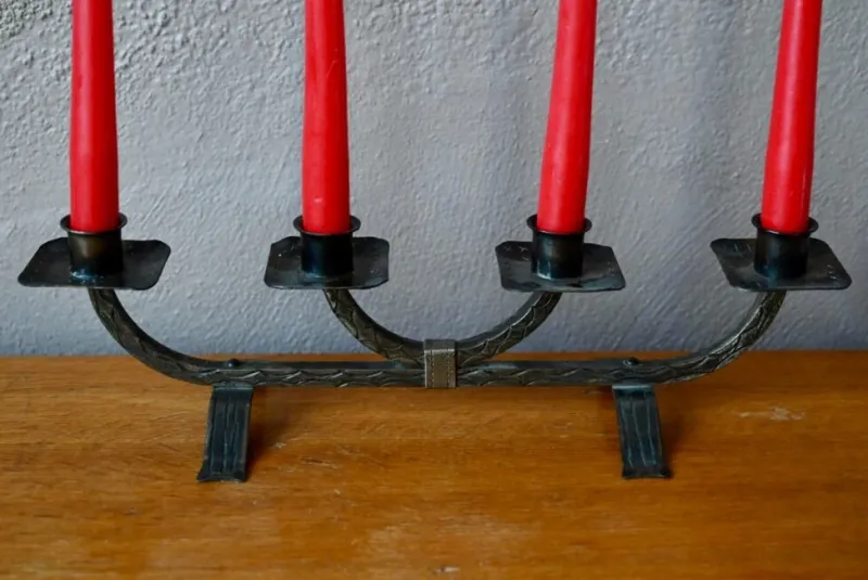 Best Pamono Brutalist Brushed Metal Candleholder, 1970s