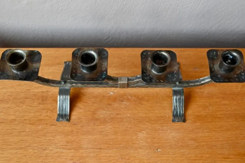 Best Pamono Brutalist Brushed Metal Candleholder, 1970s